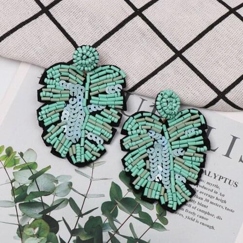 Wholesale New Colorful Acrylic Earrings Woman Leaf Design Big Plant Earrings For Women 2021 Hanging Drop Ear Ring Za Wedding