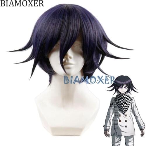 Anime Danganronpa V3 Killing Harmony Ouma Kokichi Cosplay Wig Costume Dangan Ronpa Heat Resistant Synthetic Hair Short Men Wigs