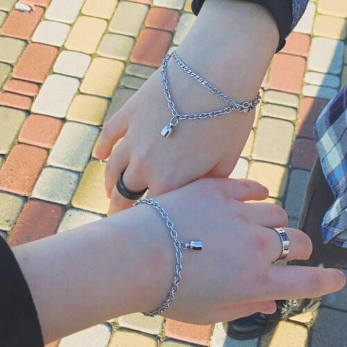 Couples Steel O-Shaped Magnet Bracelet Stainless Steel Charm Attractive Each Other Men and Women Valentine'Day Gifts