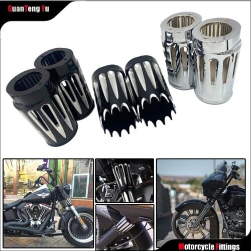 Motorcycle CNC Front Fork Boot Slider Cover Aluminum Black/Chrome For Harley Touring Street Electra Glide FLHR FLHT FLTR 2008-18
