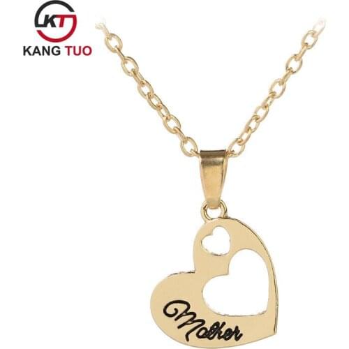 Mothers Day Gifts Fashion Letter mother Hollow Out Loving Heart Pendant With Chain Hot Necklace Wholesale 12pcs/lot