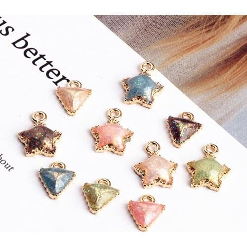 Star Triangle 10pcs/pack Enamel Charms Alloy Floating oil drop Pendant fit Bracelet Necklace Jewelry Accessories