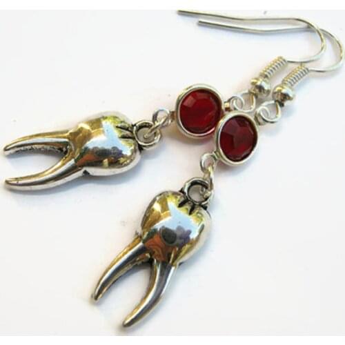 YAUTION Tooth Birthstone Earrings, Dentist Earrings, Dentistry Molar Earrings, Personalized Birthstone, Dental Hygienist