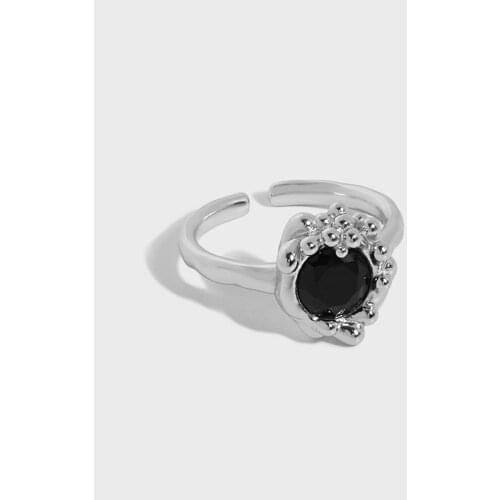 SHANICE Korean ins niche design temperament wild lava bud zircon S925 sterling silver open ring Bar Night Club Jewelry