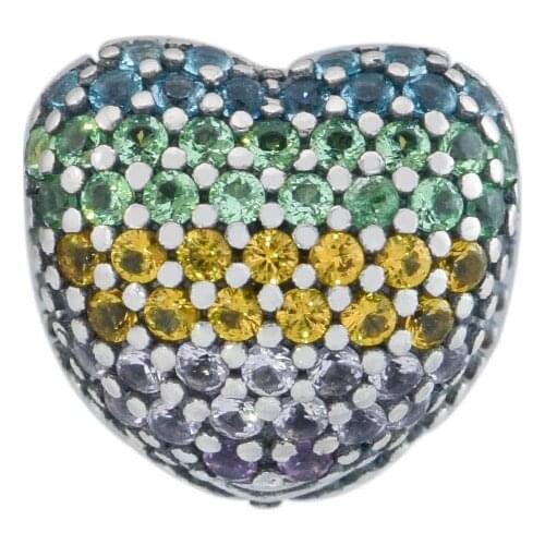 Fits Pandora Bracelet Charms 925 Sterling Silver Open My Heart Pave Clip Stopper Beads DIY Jewelry Making Berloque Charmsy