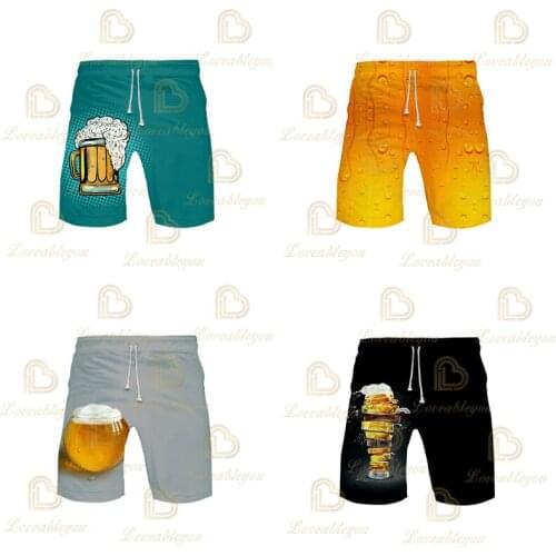 Mens Liqueur Graphic Beach Wines Shorts 3D Pattern Boys Beer Boardshorts Print Whiskey Bubbles Summer Short Pants