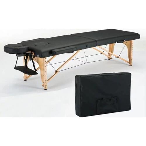 Foldable portable salon beauty salon SPA tattoo furniture beech wooden leather patio facial massage table bed with U-pillow bag