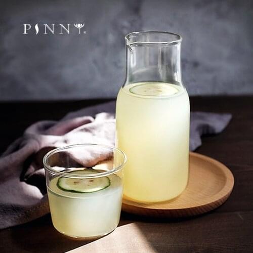 PINNY Japanese Style Fruit Juice Glass Cup Borosilicate Milk Breakfast Cups Transparent Heat Tesistant Tea Pot