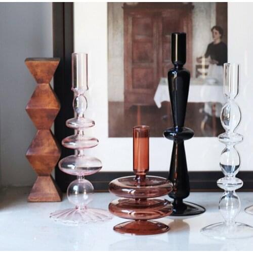 Glass Candle Holders for Taper Candles Decorative Candlestick Holder for Table Centerpinning Party Fits Candle Led Candle