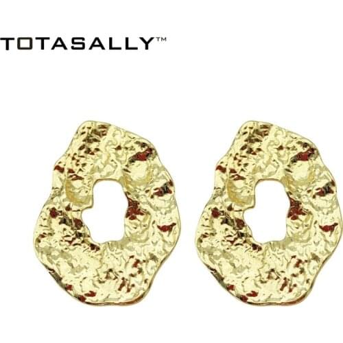 TOTASALLY Fashion Metal Style Stud Earrings for Women simple geometric designs Gold/Silver Color Earrings DropShipping Jewelry