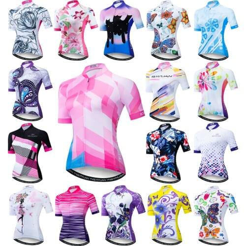 KEYIYUAN Womens Cyling Jerseys Road Bicycle Shirt Racing MTB Short Sleeve Cycle Clothing Ladies Bike Top Equipacion Ciclismo