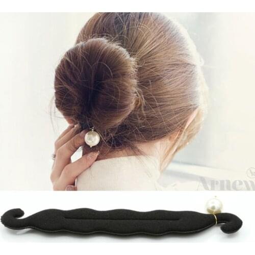 Girls Magic French Foam Sponge Donut Bun Maker Pearl Elegant DIY Hairstyle Hair Braiding Tools Curler Roller Hair Accessories