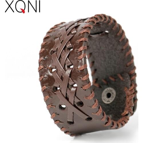 High Quality Fashion Charm Bracelets For Women Vintage Knight Courage Bandage Woven Wrap Female Leather Bracelets