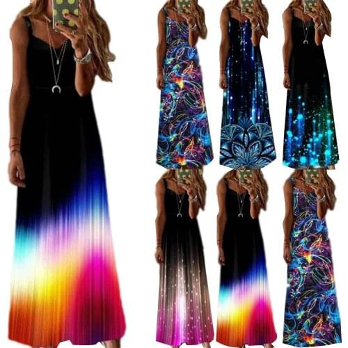 Women Summer Dress 2021 Robes Summer New Europe Selling Luminous Printing Condole Belt Dress Spot Vestido De Mujer CKN1149
