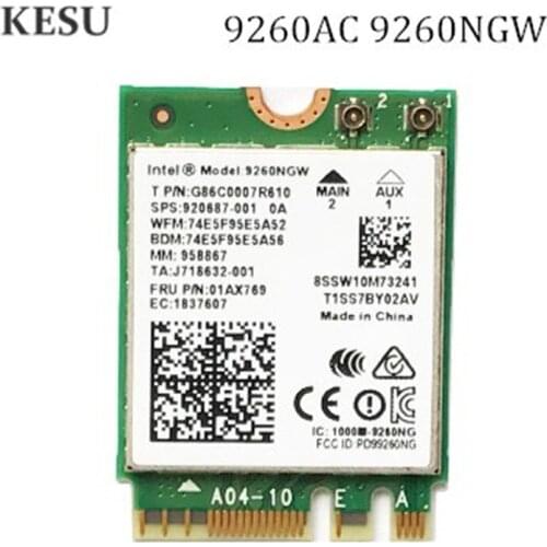 1.73Gbps Wireless 9260NGW NGFF Network Wifi Card For Intel ac 9260 2.4G/5Ghz 802.11ac Wi-fi Bluetooth 5.0 for Laptop Windows 10