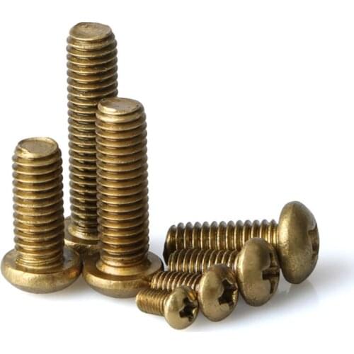 10pcs Brass Head Pozi Pan Machien Bolts Pozidrive Screws M2 M3 M4 M5 M6 Copper