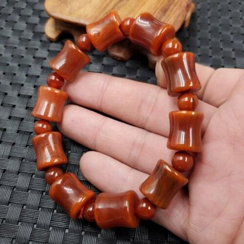 100% natural red south agate jade bangle Handcarved jade beads bracelet for women men jade gift beads bracelet bangles