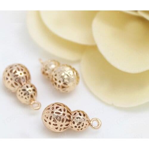 4PCS 8x16MM 24K Champagne Gold Color Plated Brass Gourd Charms Pendants Pendants High Quality Diy Jewelry Accessories