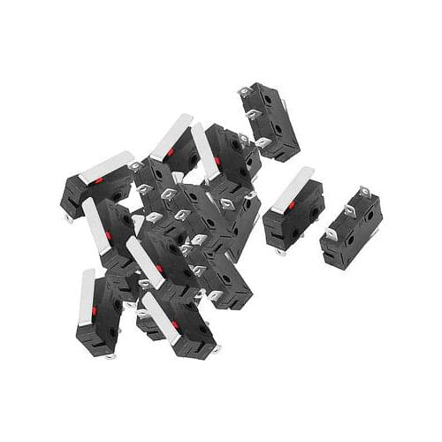 20 Pcs AC125V/250V 5A Long Straight Hinge Lever Micro Limit Switch Black KW12 HX