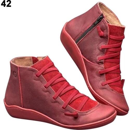 2019 New Comfortable Arch Support Boots Flat Heel Womens Leather Arch Support Boots For Outdoor Camping Hiking