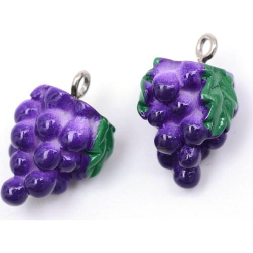 50pc 21x14x11mm Cute Grape Fruit Resin Charms Pendant Fit Jewelry Making DIY Handmade Craft Necklace Earring Jewelry Accessories