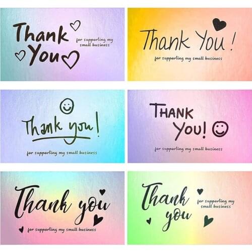 50Pcs Rectangle Laser Rainbow Business Greeting Card 6 Styles Flower Bouquet Cards Thank You Gift Tag Decoration 9*5cm