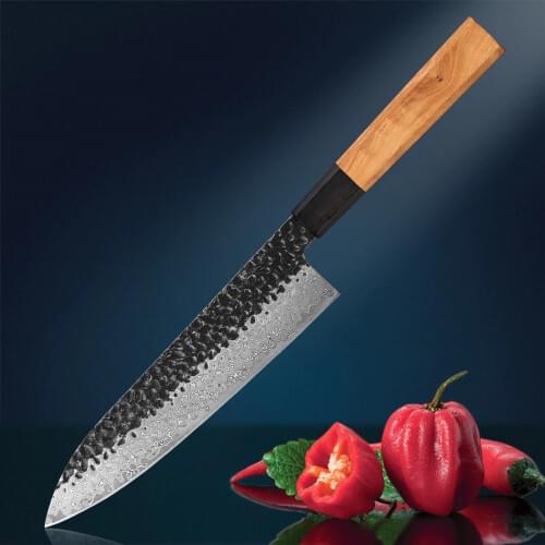 8 Inch Forged Chef knife 9Cr18Mov Steel Kitchen Knives Cooking Tool Solid Olive Wood Handle Cleaver Slicing Meat Chef Knives