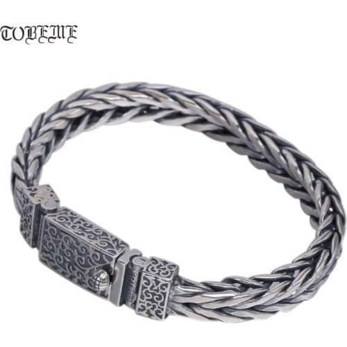 Handcrafted 925 Silver Chain Bracelet Thai Silver Man Bracelet Vintage Sterling Chain Bracelet Punk Jewelry Gift