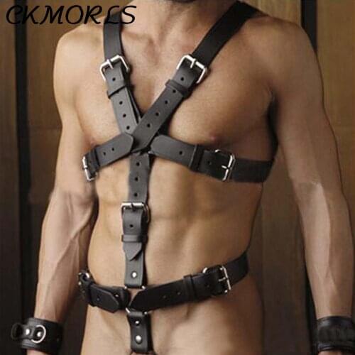 CKMORLS Adjustable Leather Harness Belt Shoulder Belts Pastel Men Leather Belt Metal Buckle Waist Body Bondage Bdsm Toys For Man