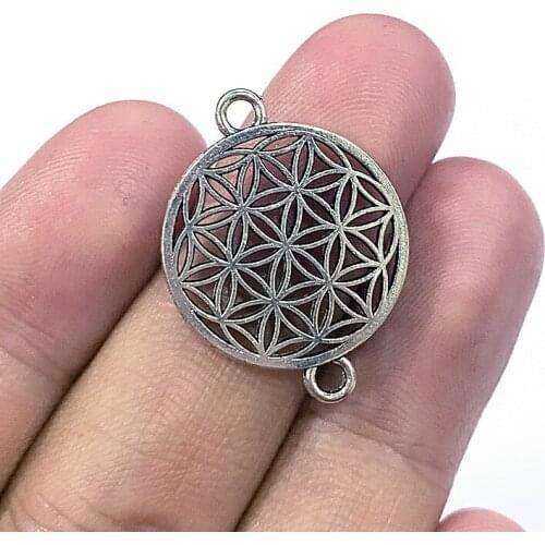 10pcs/lot--26x20mm, Flower Chams,Antique Silver Plated Life Of flower Connector Charms ,DIY Supplies, Jewelry Accessories