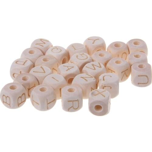 12mm Baby Teething Wood Letter Beads DIY Crafts Accessories Chew Wooden Beads Y4QA