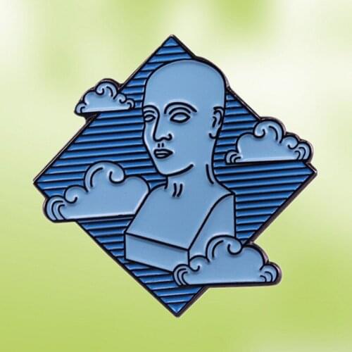 Sky Head Sculpture Art enamel pin daydreamer meditation gift surreal brooch badge