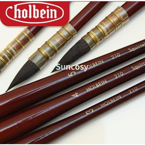 Holbein Watercolor Brush Squirrel Hair 210 Round, Classical Watercolor Brush Pen Good Flexibility Good Softness Art Supplies