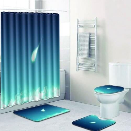 3D Starry Patterns Shower Carpet 4pcs set Shower Curtain +3 pcs Toilt Mat Closestool Bathroom Rug