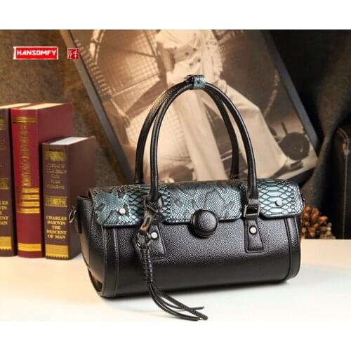 Fashion Leather Women Handbag Crossbody Bag 2021 New All-Matching Boston Pillow Bag Light Luxury Genuine Leather Mothers Bags