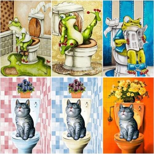 RUOPOTY Frame DIY Oil Painting By Numbers For Adults Cats Animals Drawing Coloring By Numbers Animals Handmade For Home Decor