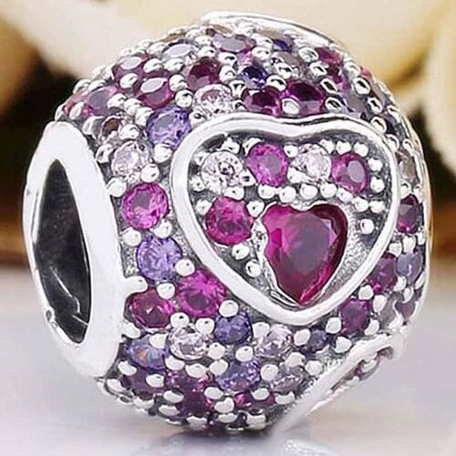 Original Kaleidoscopic Pattern Asymmetric Hearts Of Love Beads Fit 925 Sterling Silver Charm Bracelet Bangle Diy Jewelry