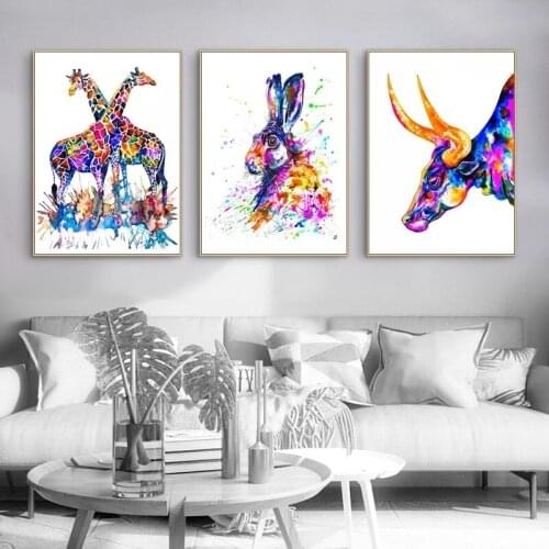 PDMDOG Colorful Liona Zebra Rabbit Giraffe Whale Panda Tiger DIY Diamond Wall Art Canvas Painting Animal Handmade Home Decor