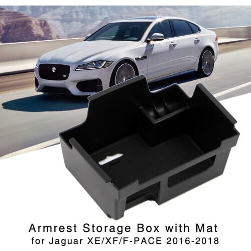 Armrest Storage Box for Jaguar XE / XF / F-PACE 2016 2017 2018 Central Console Glove Holder Organizer Tray