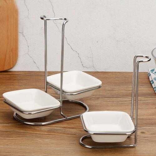 Stainless Steel Spoon Shelf Hot Pot Spoon Ceramic Square Bowl Soup Spoon Soup Shelf Tableware Shelf Kitchen Rack