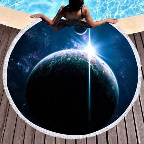 Night Sky Microfiber Towel Beach Towel for Adult Yoga Mat Tassel Large Round Towel Cotton 150cm Tapestry Home Decor Blankets