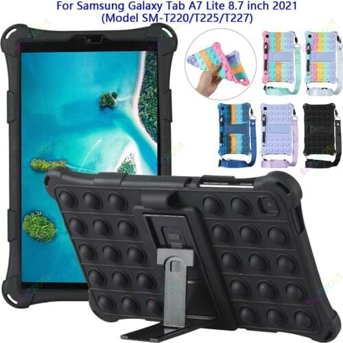 For Samsung Galaxy Tab A7 Lite 8.7"(2021) SM-T220/T225/T227 Bubble Unzip Silicone Kids Safe Shockproof Stand Tablet Cute Case