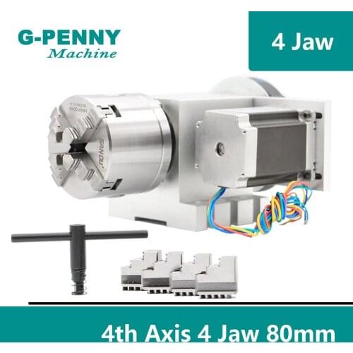 Sale! 80mm 4 Jaw CNC 4th Axis CNC dividing head/Rotation 6:1 Axis/A axis kit for Mini CNC router/engraver woodworking engraving
