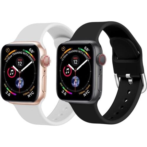 Monochrome square buckle Sport Silicone strap for apple watch 42mm 38mm 44mm 40mm fashion bracelet for iwatch series 6 se 5 4 3