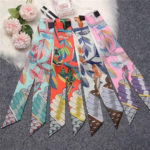 Luxury Feather Real 100% Silk Scarf Summer Natural Mulberry Silk Design Brand Women Scarf Foulard Hair & Bag Scarves Neckerchief