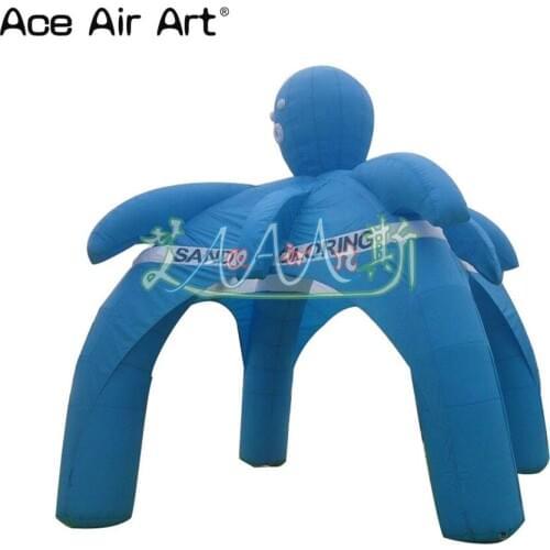 Blue inflatable spider event tent with 4 legs inflatable spider dome tent with a octopus on top