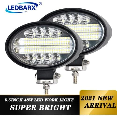LEDBARX 2pcs Truck LED Work Light 12V 24V 5.5" Inch 144W Flood Spot Combo Lamp for Tractor Jeep ATV Boat Off Road Led Oval Light