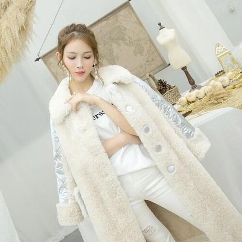 Winter Jacket Down Splicing Sheep Wool Coat woman Long Warm Jacket Womens White Duck Down Coats Thicken Winter Clothes Coats