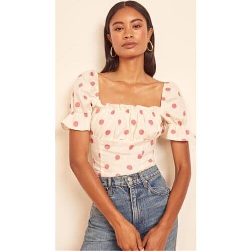 Women Shirt 2021 Spring and Summer New Ladies Square Neck Stitching Top