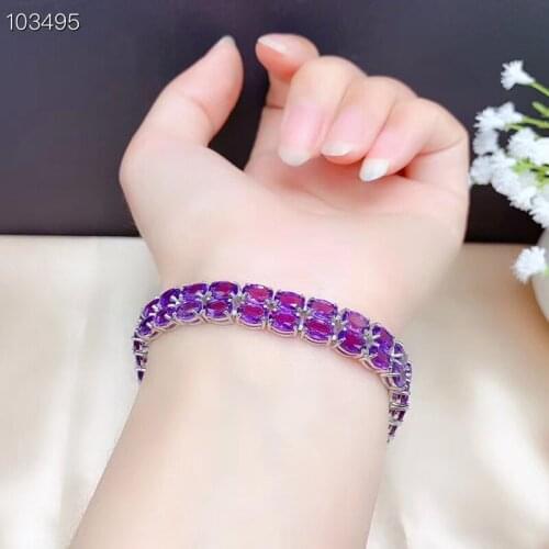 Natural Amethyst Bracelet February October Birthstone For Women S925 Silver Fine Jewelry Top Quality Real Amethyst Gemstones
